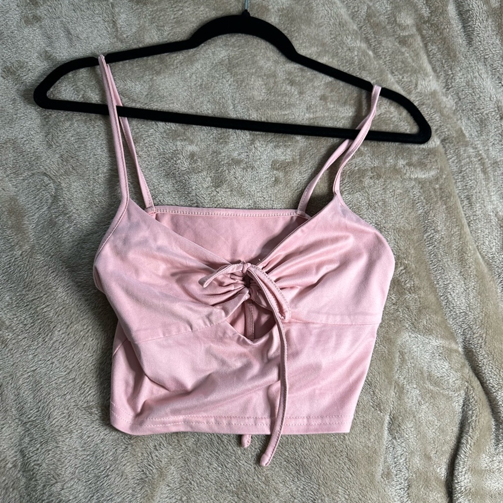 Elegant Pink Tie-Front Crop Top